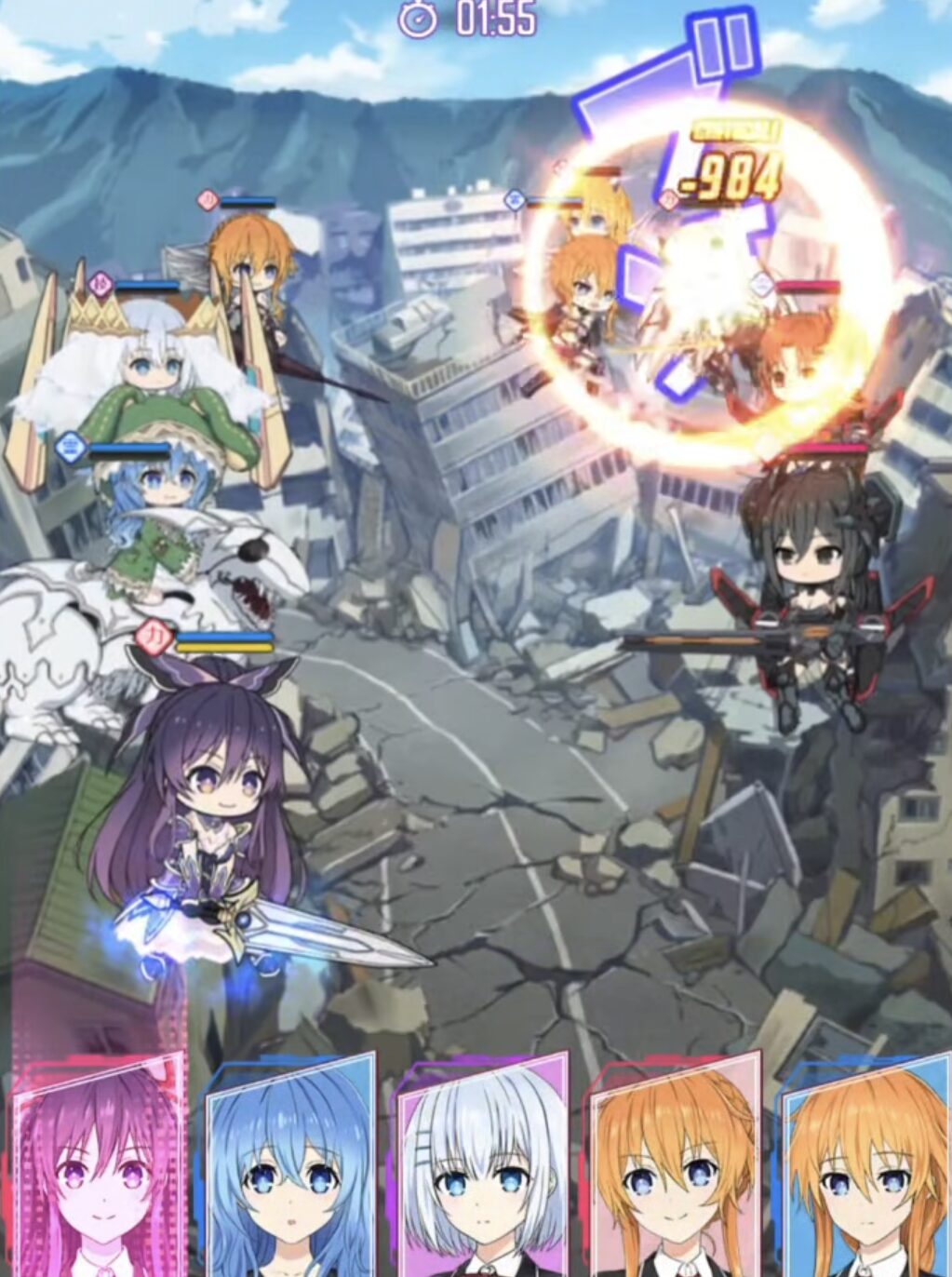 DATE A LIVE: Love Limit Breakのバトル画面