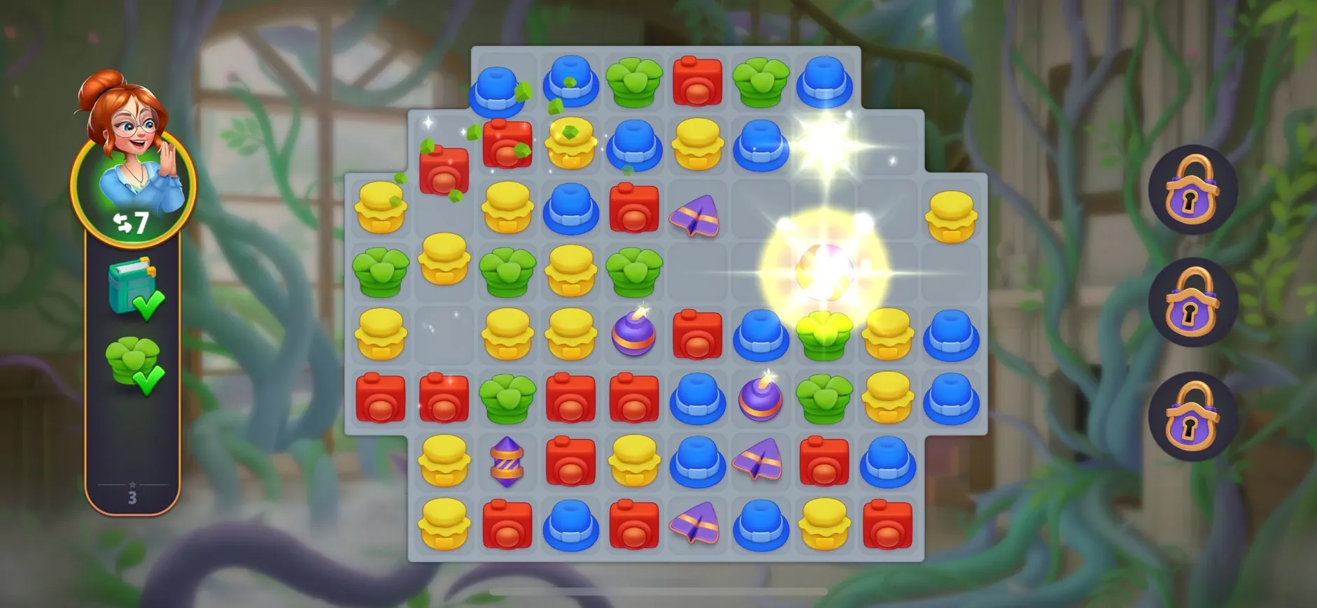 屋敷内で楽しむ3マッチパズル