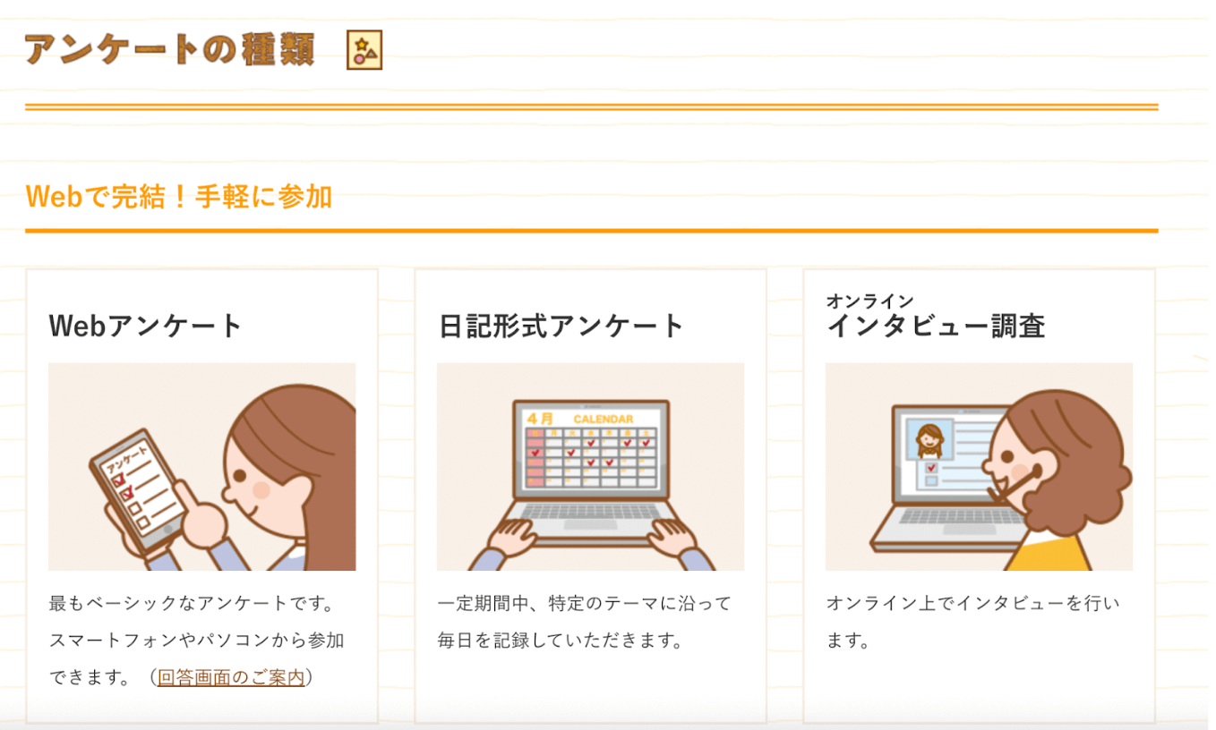 マクロミルの案件画面